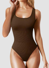 Ribbed Sleeveless Square Neck Tank Top Bodysuit