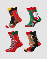 Festive Mismatched Christmas Crew Socks - 4 Pairs