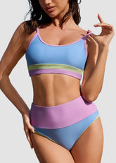 Color-Block High Waist Bikini Set