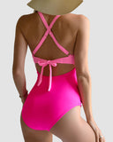 Tummy Control Cut Out Back Tie One Piece Swimsuit