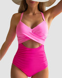 Tummy Control Cut Out Back Tie One Piece Swimsuit