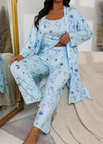 Comfy 3-Piece Pajama Set – Robe, Camisole & Long Pants