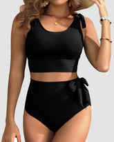Double Tie High Waist Tummy Control Bikini Set