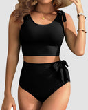 Double Tie High Waist Tummy Control Bikini Set