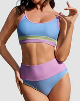 Color-Block High Waist Bikini Set