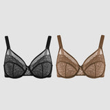 BOGOš„Unlined Mesh Full Coverage Lace Minimizer Bra