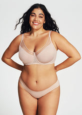 Unlined Mesh Panel Minimizer Bra