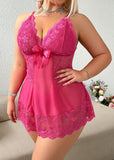 Plus Size Sexy Lace Hollow See-Through Camisole Sleepwear Set