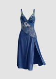 Sexy Sheer Mesh Nightgown – Floral Embroidery Babydoll
