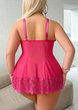 Plus Size Sexy Lace Hollow See-Through Camisole Sleepwear Set