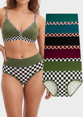 High-Waisted Checkerboard Cotton Briefs (5-Pack)