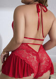Sexy Hollow Lace Strappy Crotchless See-Through Bodysuit