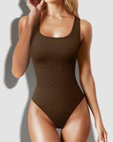 Ribbed Sleeveless Square Neck Tank Top Bodysuit