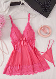 Plus Size Sexy Lace Hollow See-Through Camisole Sleepwear Set