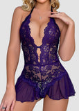 Sexy Hollow Lace Strappy Crotchless See-Through Bodysuit