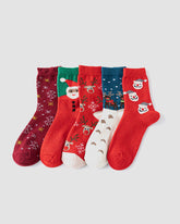 Cozy Christmas Wool Crew Socks - 5 Pairs