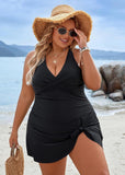 Plus Size Tummy Control Knot Detailed Swimdress