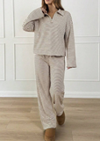 Women’s Striped V-Neck Top & Pants 2-Piece Set