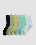 Ribbed Knit Cotton Crew Socks