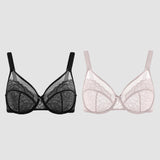 BOGO🔥Unlined Mesh Full Coverage Lace Minimizer Bra