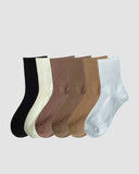 Ribbed Knit Cotton Crew Socks