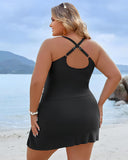 Plus Size Tummy Control Knot Detailed Swimdress