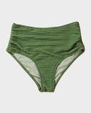 Textured Knot-Front High-Waisted Bikini Set