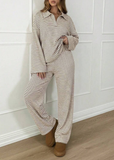 Women’s Striped V-Neck Top & Pants 2-Piece Set