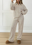 Women’s Striped V-Neck Top & Pants 2-Piece Set