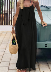 Women's Solid Color Spaghetti Strap Backless Lace-Up Elegant NightDress