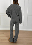 Women’s Striped V-Neck Top & Pants 2-Piece Set