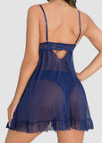Sexy Lace Mesh See-Through Nightgown with Matching Thong