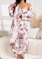 Comfy 3-Piece Pajama Set – Robe, Camisole & Long Pants