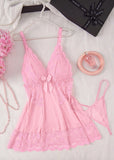 Plus Size Sexy Lace Hollow See-Through Camisole Sleepwear Set
