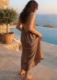Women's Solid Color Spaghetti Strap Backless Lace-Up Elegant NightDress