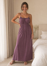 Drawstring Backless Cami Maxi Dress