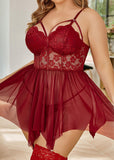 Sexy Plus Size Mesh Lace Babydoll – Curvy Nightgown for Bold Nights