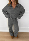 Women’s Striped V-Neck Top & Pants 2-Piece Set