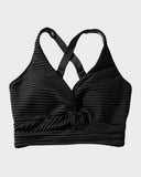 Textured Knot-Front High-Waisted Bikini Set