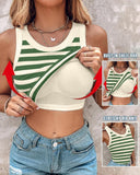 Tank Top with Built in Bra, Round Neck Ribbed Tank Top with Bra Pads