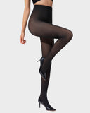 Semi-Sheer Black Polka Dot High-Waist Tights