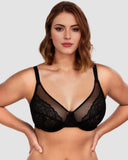 BOGOš„Unlined Mesh Full Coverage Lace Minimizer Bra