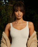 Scoop Neck Ribbed Sculpting Thong Bodysuit