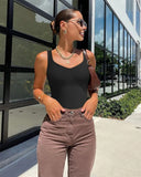 Scoop Neck Ribbed Sculpting Thong Bodysuit