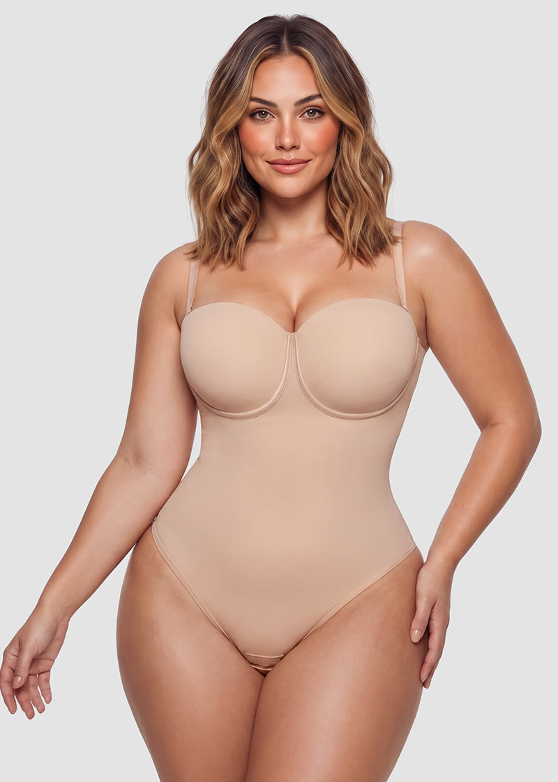 Lace-Up Back Tummy Control Bodysuit