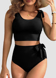 Double Tie High Waist Tummy Control Bikini Set