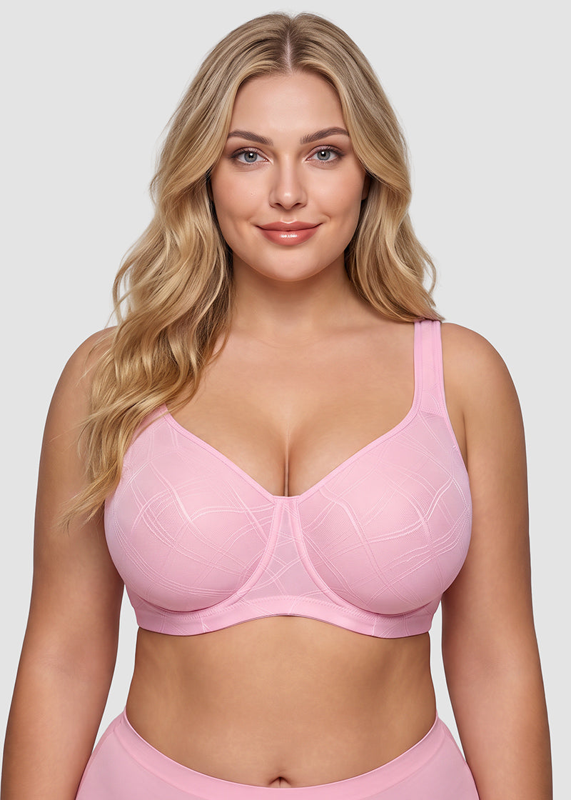 Ultra-Lightweight Full Coverage Cup Jacquard Mesh Comfort Bra