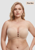 Seamless Strapless Push Up Bra with Front Closure & Removable Straps