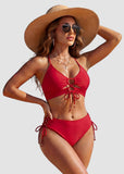 Tie-Front Push-Up Halter Bikini Set