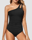 LilyLove® One Shoulder Tummy Control Patterned Back One Piece Swimsuit
